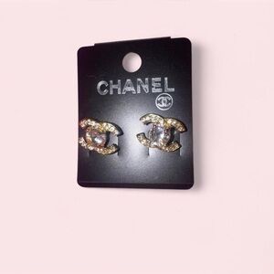CC rhinestones Gold and Crystal Earrings
